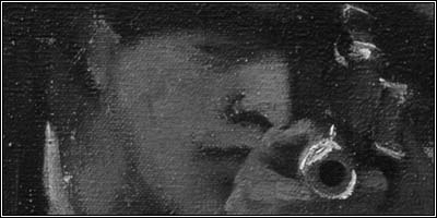 held der leinwand, close-up.